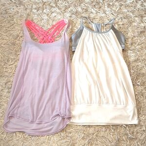 Two Lululemon Loose Tank Tops with Shelf Bra, Size 4 & 6